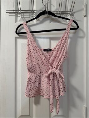 Vibe Pink Floral Wrap Peplum Camisole